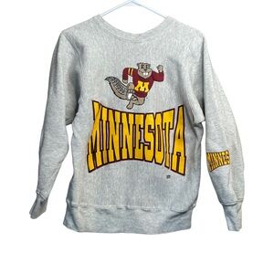 Vintage Minnesota Golden Gophers Goldy Crewneck Sweatshirt Made In USA M Hanes